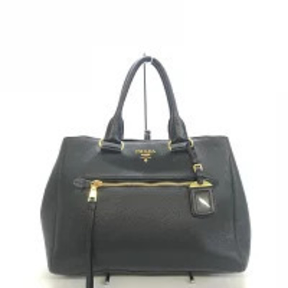 Prada Vitello Daino Bag Shoulder Leather Nero Black Strap